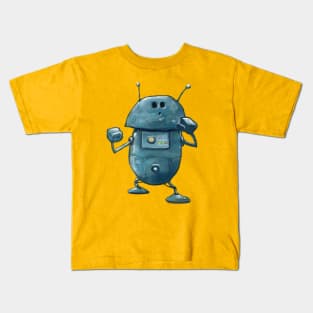 Little Blue Robot Kids T-Shirt